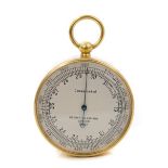 Late 19th / early 20th century Negretti & Zambra compensated pocket altometer with gilt metal case,