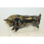 Wedgwood black glazed 'Taurus The Bull' designed by Arnold Machin, with gilt zodiac sign decoration,