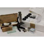 Eclipse students' microscope with quantity of clear glass slides, in original box,