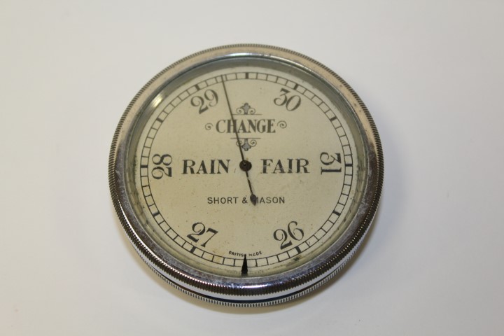 Short & Mason pocket barometer in a chrome plated circular case