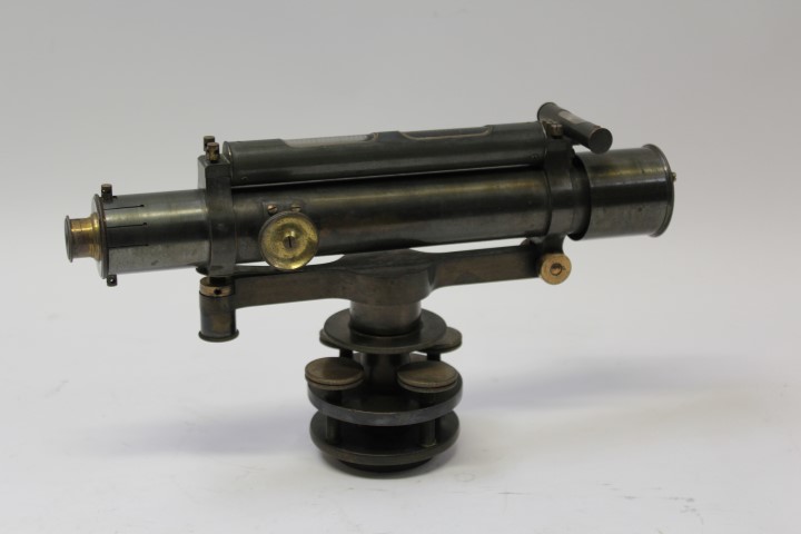Brass surveyors' level, mount and spare eye lens, by Troughton & Simms, London, - Image 2 of 4