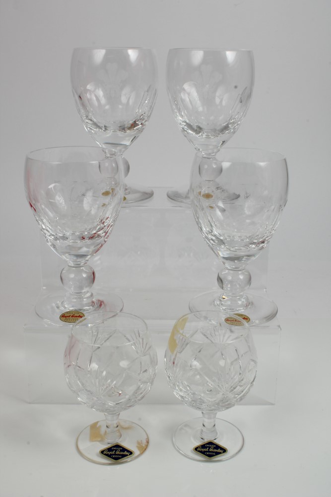 HRH The Prince of Wales - four Royal Brierley Presentation cut glass goblets with etched Prince of