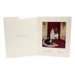 HM Queen Elizabeth II and The Duke of Edinburgh - signed 1953 Christmas card with gilt embossed