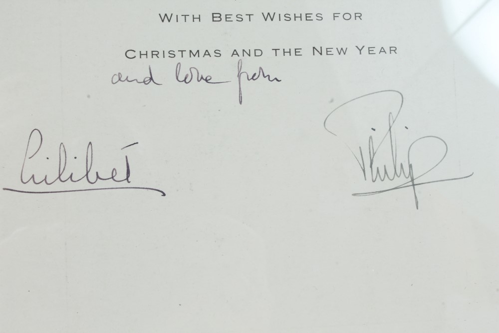 HM Queen Elizabeth II and HRH The Duke of Edinburgh - rare early 1950s signed family Christmas card - Image 3 of 3