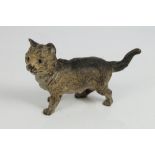 19th century Austrian cold painted bronze model of a cat, indistinctly stamped Gerschutzt,
