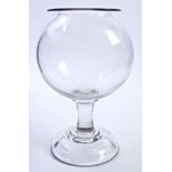 Rare Georgian glass leech bowl of globular form, with flat rim,