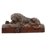 19th century Black Forest carved lindenwood model of the Lion of Lucerne,