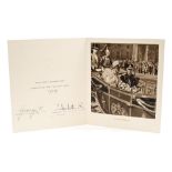 HM King George VI and Queen Elizabeth - signed 1949 Christmas card with gilt embossed crown to