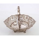 George III silver sweetmeat dish of oval form, with cross,