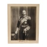 HM King George V - fine signed family Presentation portrait of The King, in Naval uniform,