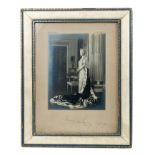 HM Queen Mary - fine signed Royal Presentation portrait photograph of The Queen wearing State robes