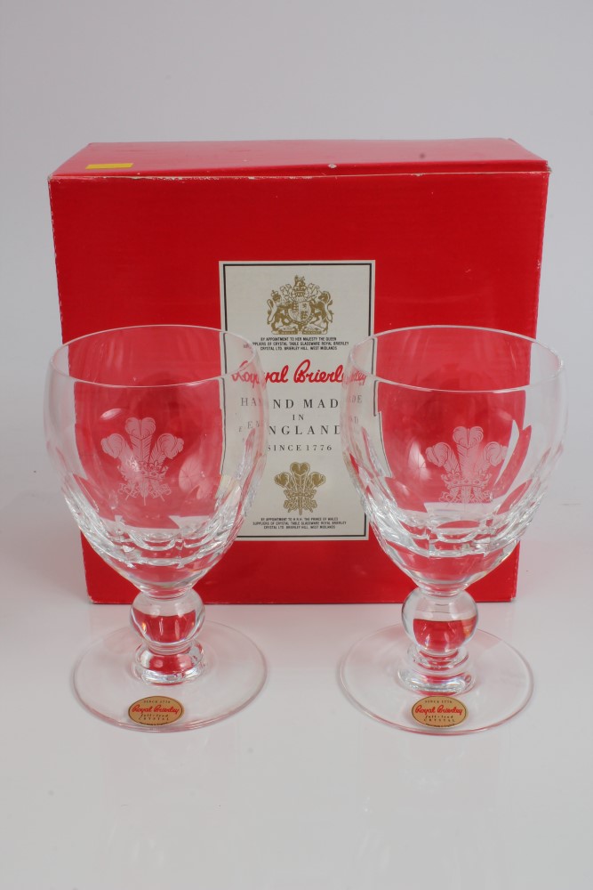 HRH The Prince of Wales - four Royal Brierley Presentation cut glass goblets with etched Prince of - Image 4 of 4