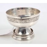 George V silver copy of the pre-Reformation cup, known as the Wymeswold Chalice, of circular form,