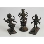 Three Tibetan bronze deity figures,