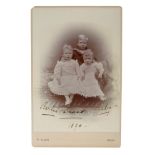 Fine Victorian inscribed black and white portrait photograph of the three elder children of The