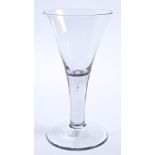 Large Georgian wine glass, circa 1750, with trumpet-shaped bowl - two air bubbles in stem, on