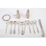 Selection of miscellaneous contemporary silver including pair pepperettes (Sheffield 1947),