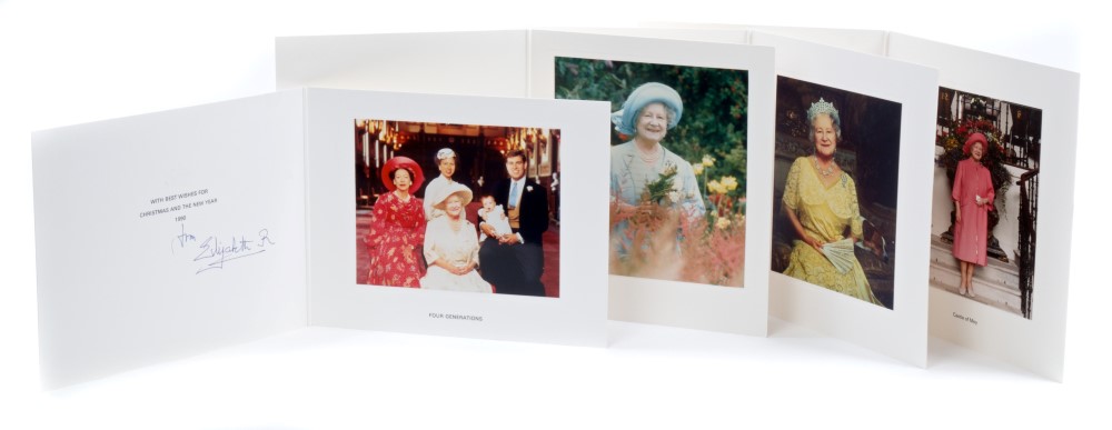 HM Queen Elizabeth The Queen Mother - four signed Royal Christmas cards - 1987, 1988, 1989 and 1990,