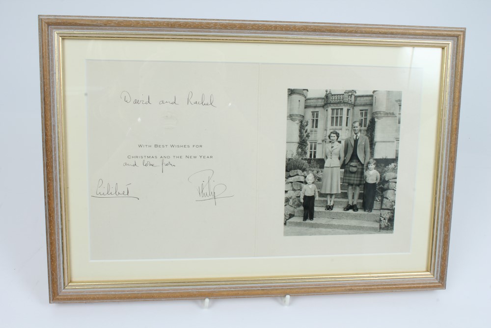 HM Queen Elizabeth II and HRH The Duke of Edinburgh - rare early 1950s signed family Christmas card - Image 2 of 3