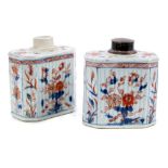 Pair of 18th century Chinese Imari tea caddies of fluted canted rectangular form,
