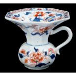 Rare 18th century Chinese Imari spitoon of octagonal waisted form with loop handle, decorated with