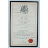 Rare King George V Royal Warrant holders certificate, appointing Eric Hyner & Co. Ltd.