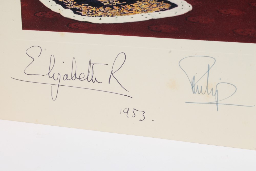 HM Queen Elizabeth II and The Duke of Edinburgh - signed 1953 Christmas card with gilt embossed - Image 2 of 2