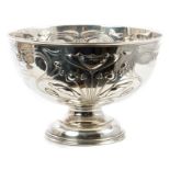 1920s silver rose bowl of circular form,