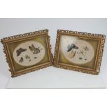 Pair of 19th century Chinese rice paper paintings, each framed as an oval,