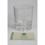 HRH The Prince of Wales - four Artisan crystal Presentation glass tumblers with etched Prince of