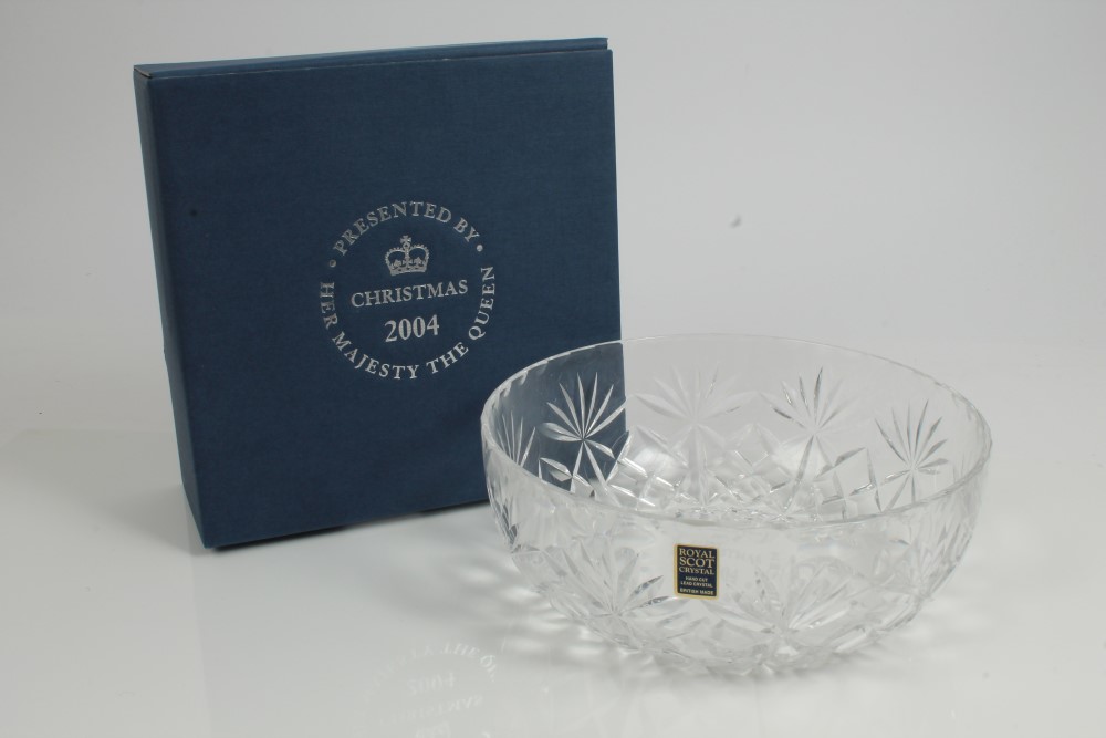 HM Queen Elizabeth II - Presentation Royal Scot Crystal cut glass bowl,