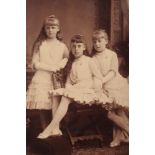 Fine Victorian black and white portrait photograph of the three daughters of HRH The Duke of