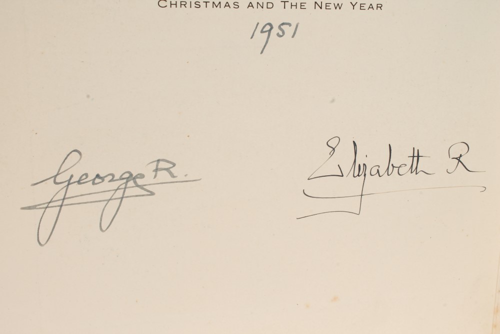 HM King George VI and Queen Elizabeth - signed 1951 Christmas card with gilt embossed crown to - Image 2 of 2