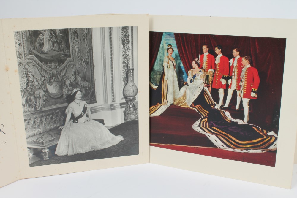 HM Queen Elizabeth The Queen Mother - six 1950s signed Christmas cards - all with gilt embossed - Image 3 of 5