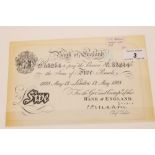 Banknote - Bank of England, London, 12th May 1928 - C. P. Mahon - white Five Pound Note.