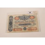 Banknote - Scotland - The Clydesdale Bank Ltd., Five Pound Note - orange and blue, signed A.