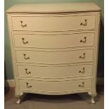 Hand Painted Serpentine Chest of Drawers