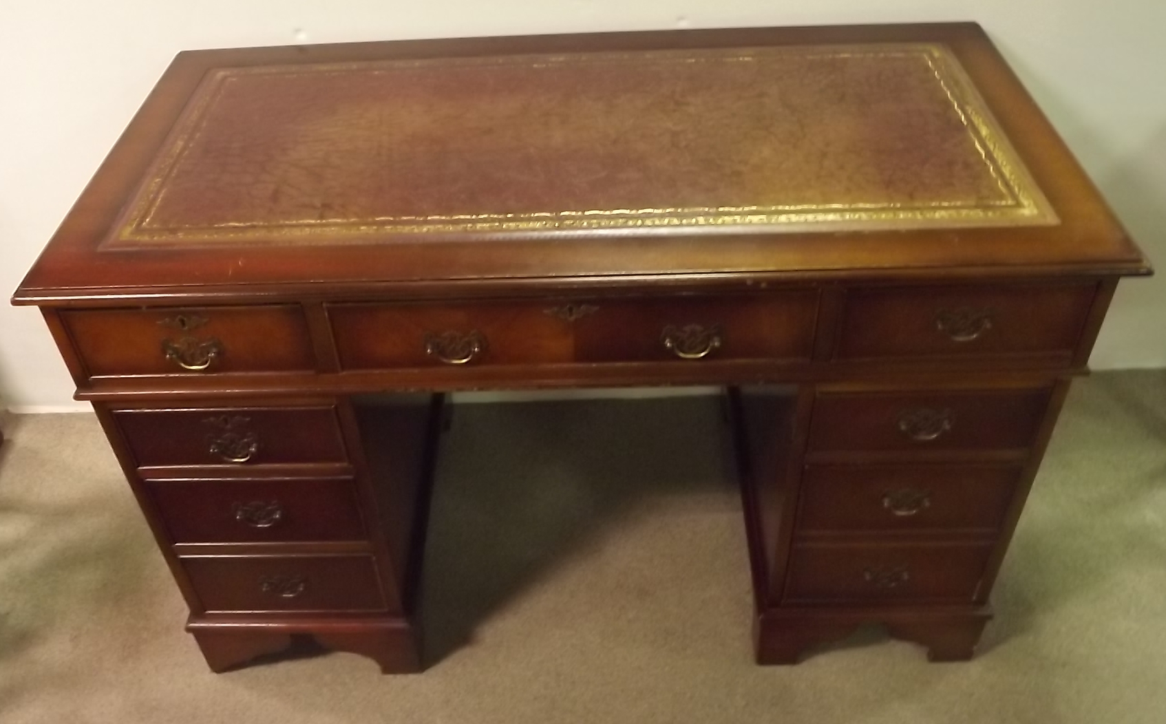 Mahogany Twin Pedestal Leather Top Desk - Image 2 of 2