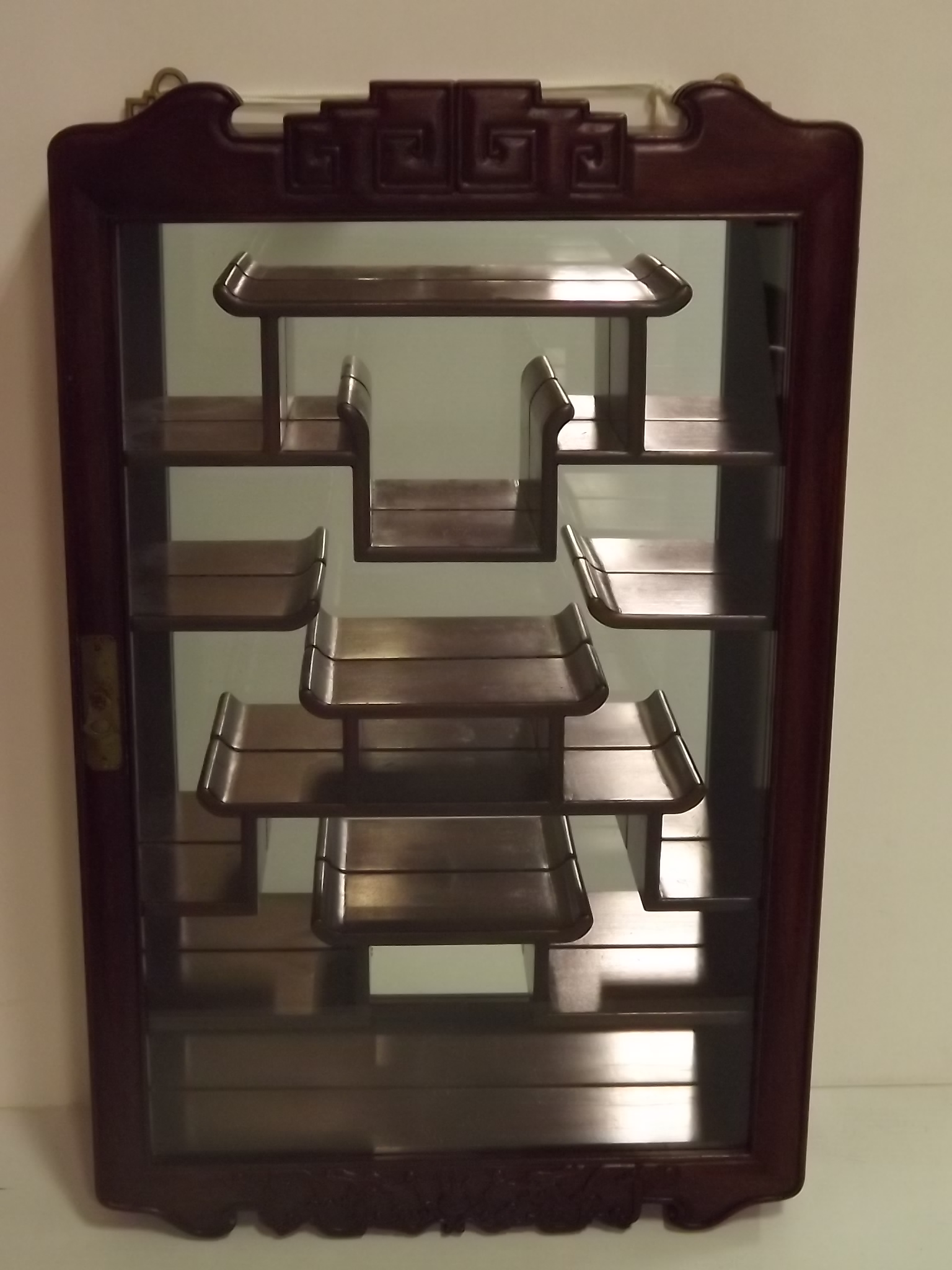 Most Unusual Oriental Mahogany Mirror Ba