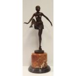 Art Deco Style Bronze on Marble Base sta