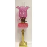 Victorian Cranberry Oil Lamp