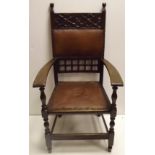 Arts & Crafts, Leather & Oak Armchair