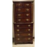 Unusual Mahogany Slimline Chest on Chest