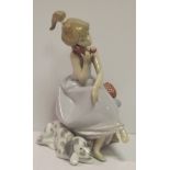 Lladro Figure of Girl seated with Dog