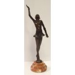 Art Deco Style Bronze on Marble Base