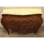 Stunning French Ormolu Mounted Marble Top Bombey Sided Commode