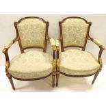 Superb Quality Pair of Victorian Walnut & Gilt Armchairs