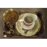 Misc Box - Victorian jug, basin, brass horn,