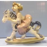 Lladro Figure of Girl on Rocking Horse