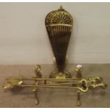 Ball & Claw Brass Dogs & Irons & Brass Fan